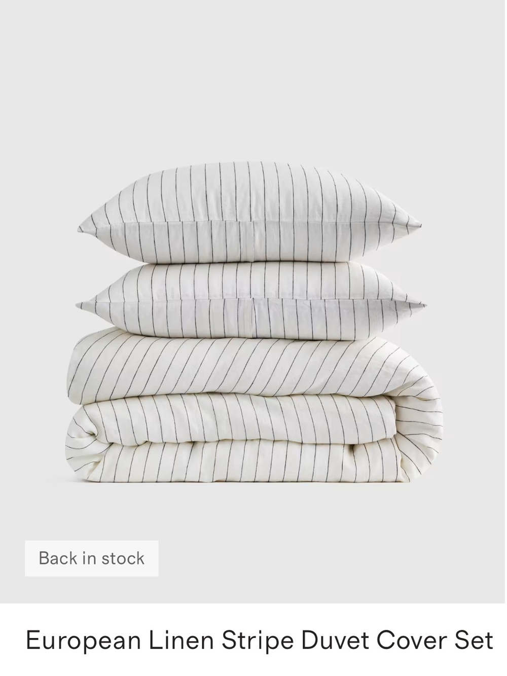 Quince White Duvet Cover with Pinstripes